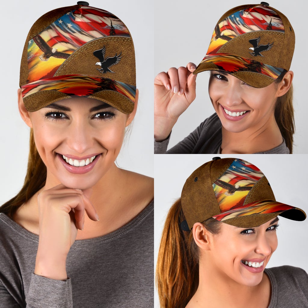 Eagle Love American Leather Pattern Classic Cap For Summer Activities Vacations And Comfortable Daily Wear