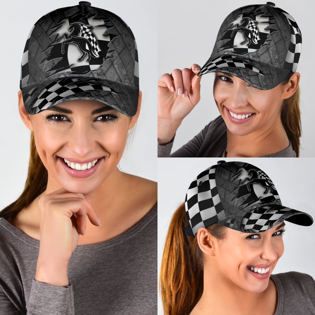 Horse Racing Black Classic Cap For Comfortable Daily Wear Travel And Weekend Outings