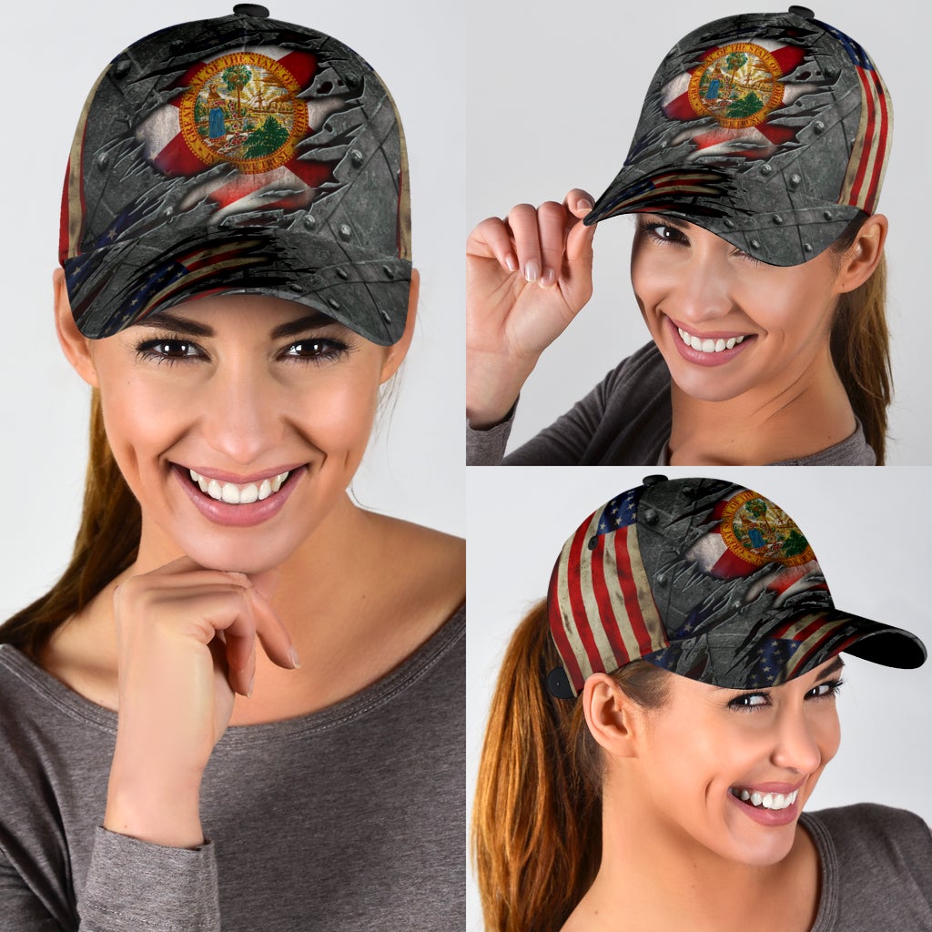 Florida US Flag State Pride Classic Cap For Vacations Festivals Parties And Everyday Outfits