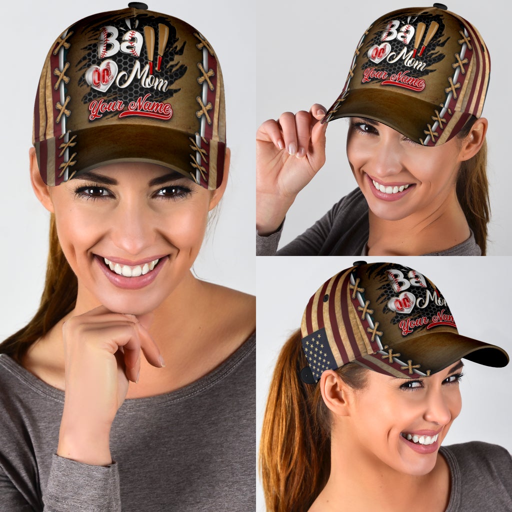 Custom Baseball Mom Personalized Name Number Classic Cap For Casual Events Beach Trips And Thoughtful Gifting