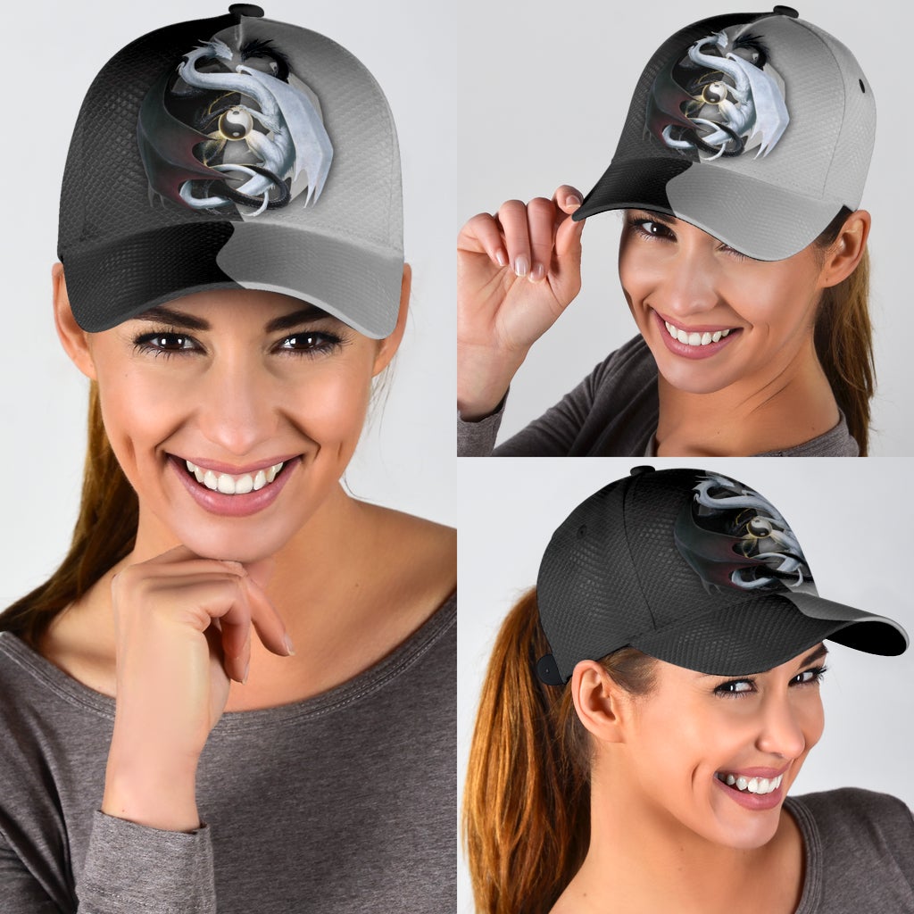 Dragon Black White Classic Cap For Beach Travel Outdoor Events And Relaxed Casual Wear