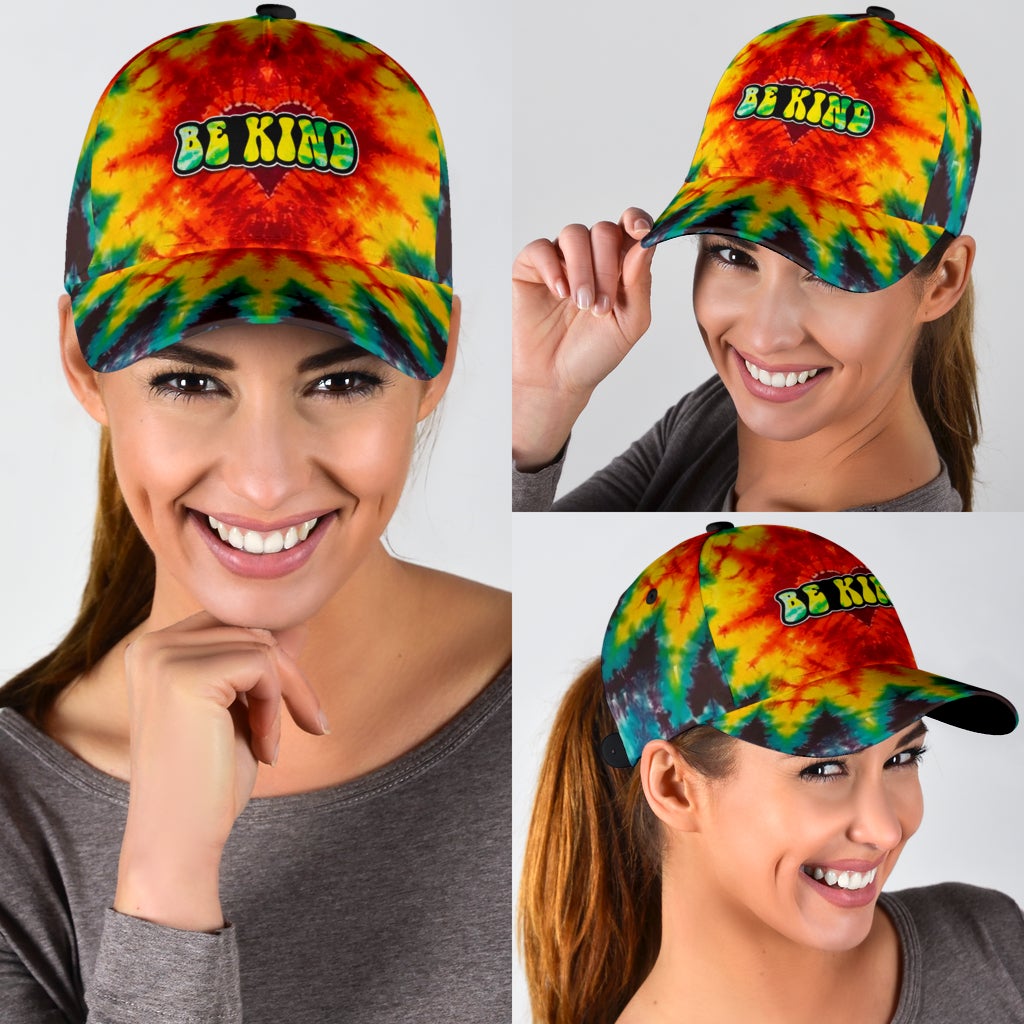 Hippie Be Kind Tie Dye Classic Cap For Beach Outings Holidays And Thoughtful Everyday Style