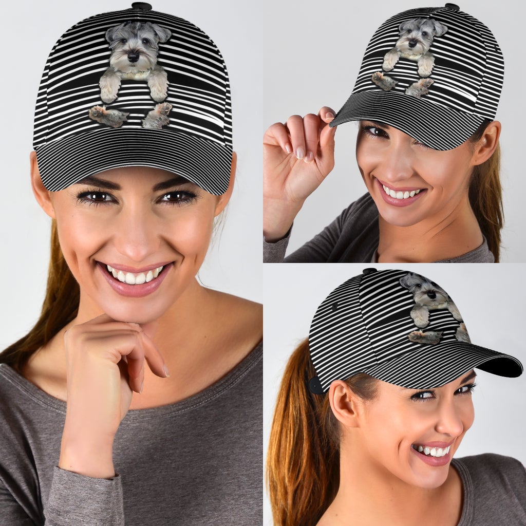 Schnauzer Says Hi Cute Dog Classic Cap For Nature Lovers Travel And Casual Daily Styling