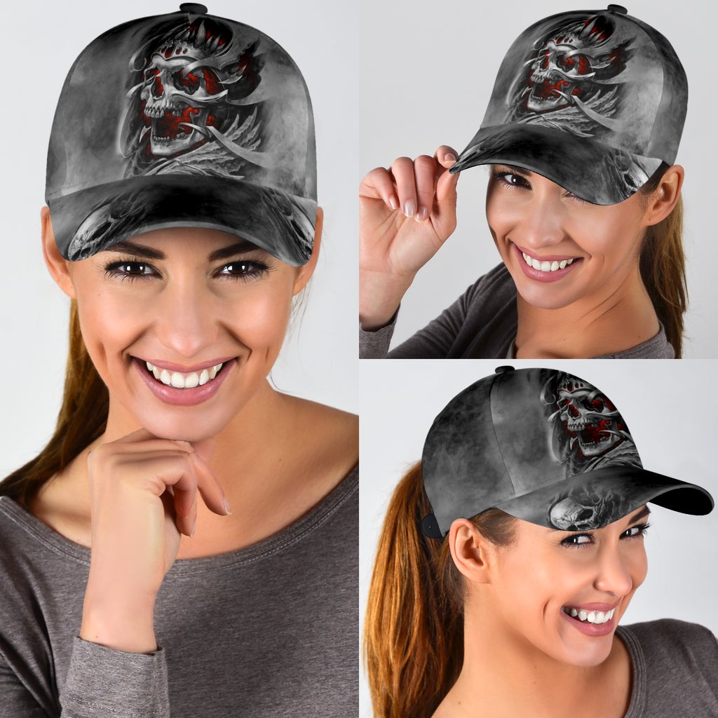 Skull Grey Pattern Classic Cap For Beach Vacations Outdoor Trips And Everyday Comfort