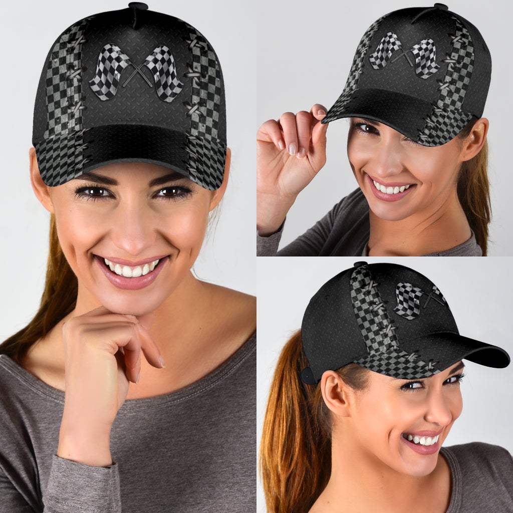 Racing Flag Motorsport Classic Cap For Casual Travel Parties And Comfortable Outdoor Wear