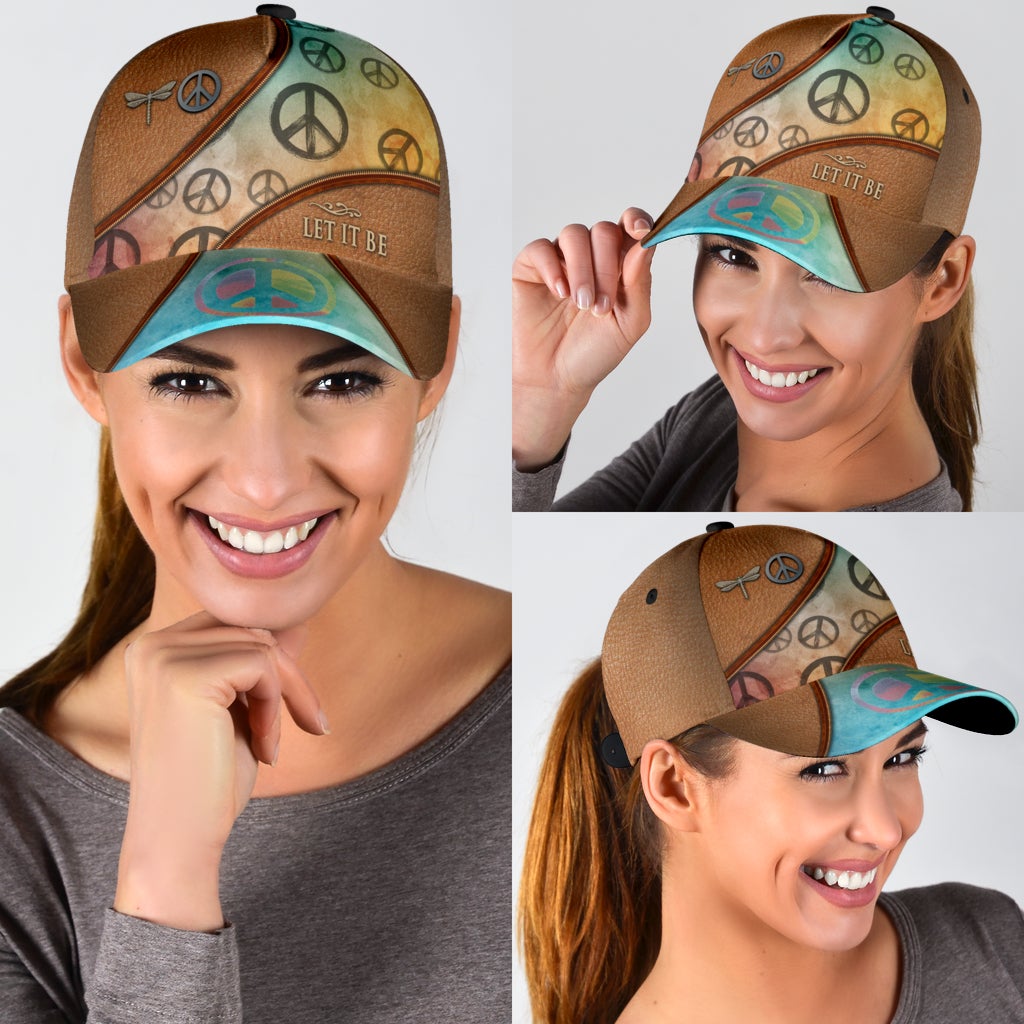 Hippie Let It Be Peace Classic Cap For Relaxed Outfits Outdoor Events And Holiday Trips
