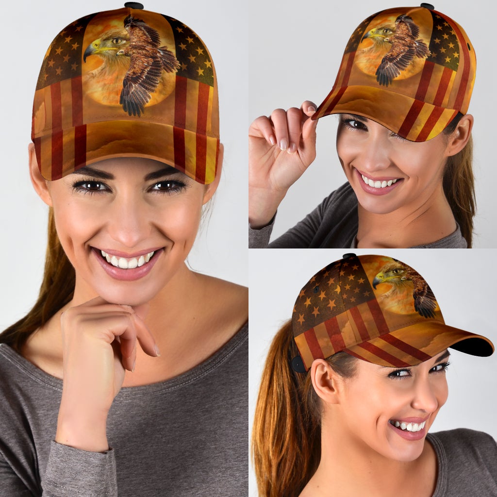 Eagle American Freedom Flag Classic Cap For Relaxed Daily Style Vacations And Festival Wear