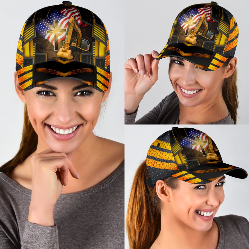 Faith American Flag Excavator Classic Cap For Casual Outfits Vacations And Everyday Styling
