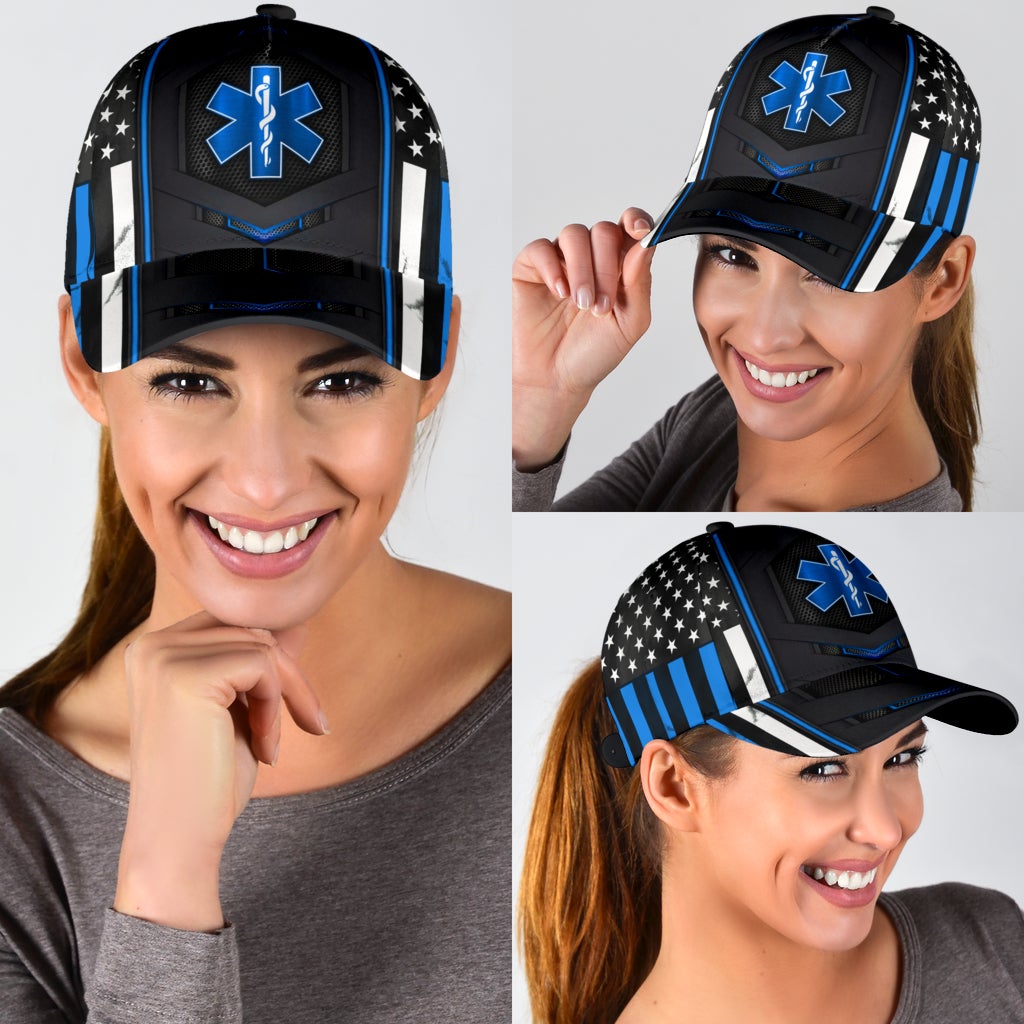 EMS Paramedic Blue Flag Classic Cap For Nature Lovers Travel And Casual Daily Styling
