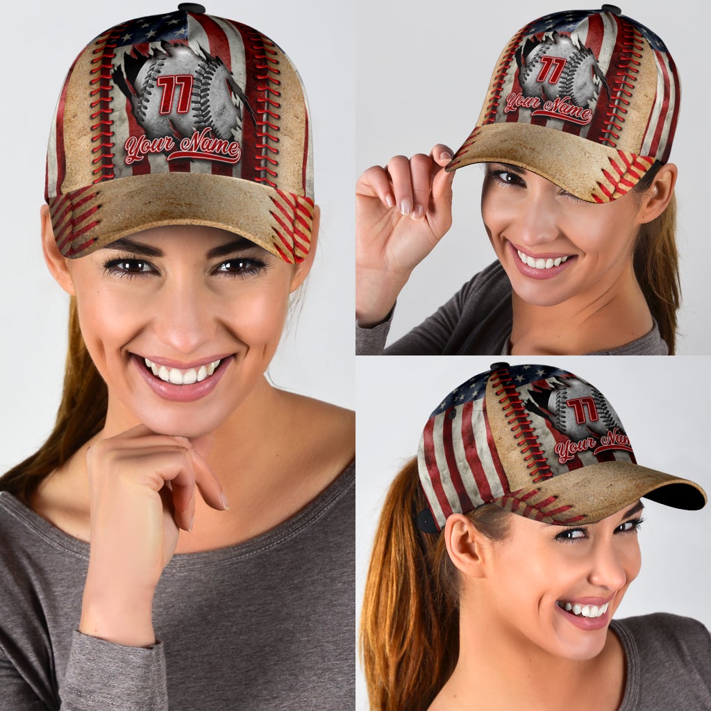 Custom Baseball Crack US Flag Classic Cap For Comfortable Daily Wear Travel And Weekend Outings