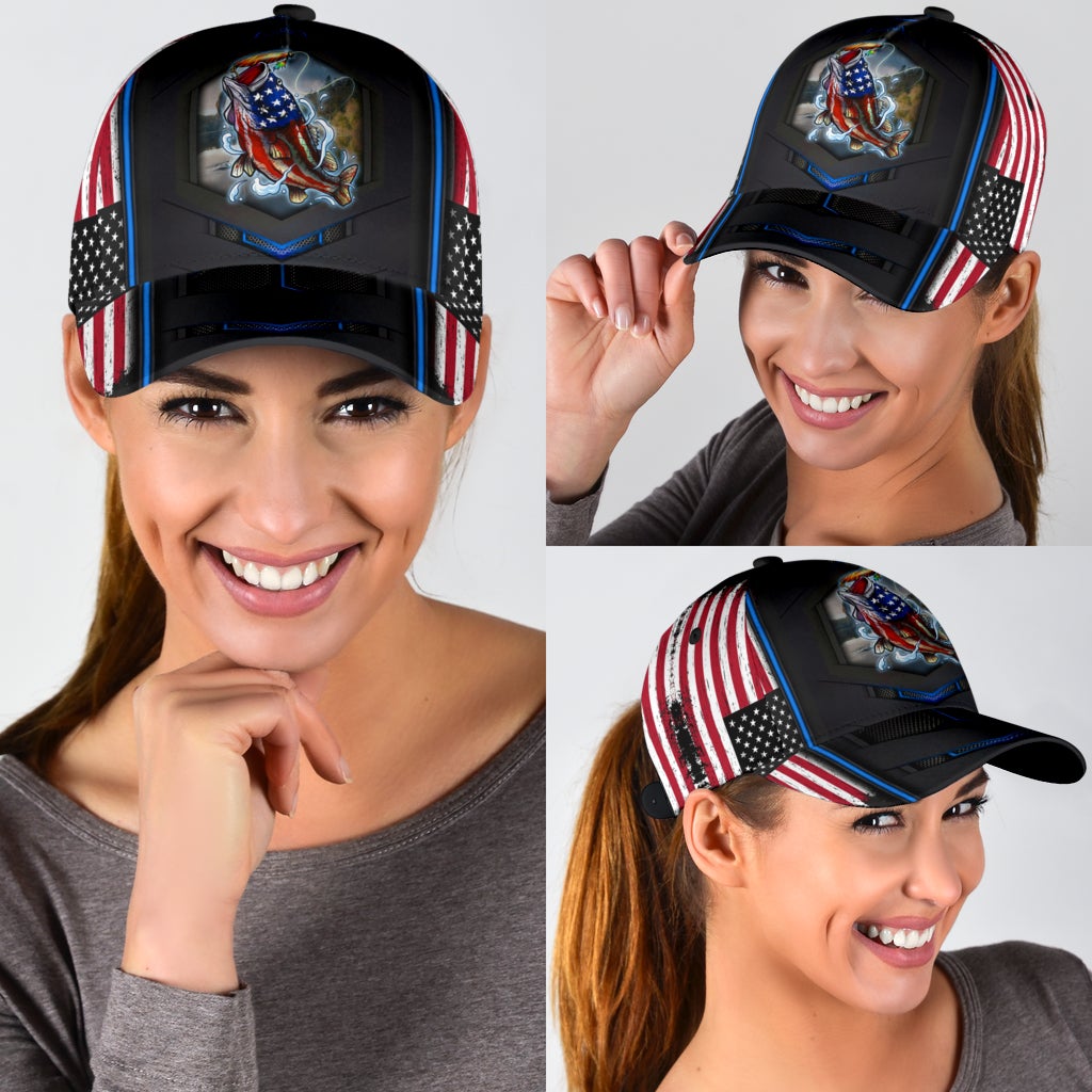 Bass American Fishing Hook Up Classic Cap For Daily Outfits Festivals And Thoughtful Gift Giving