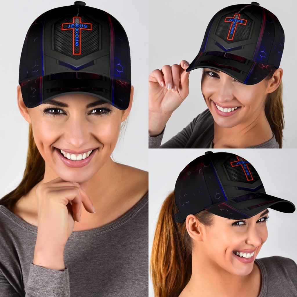 Faith Saves Cross Carbon Pattern Classic Cap For Comfortable Casual Wear Holidays And Outdoor Trips