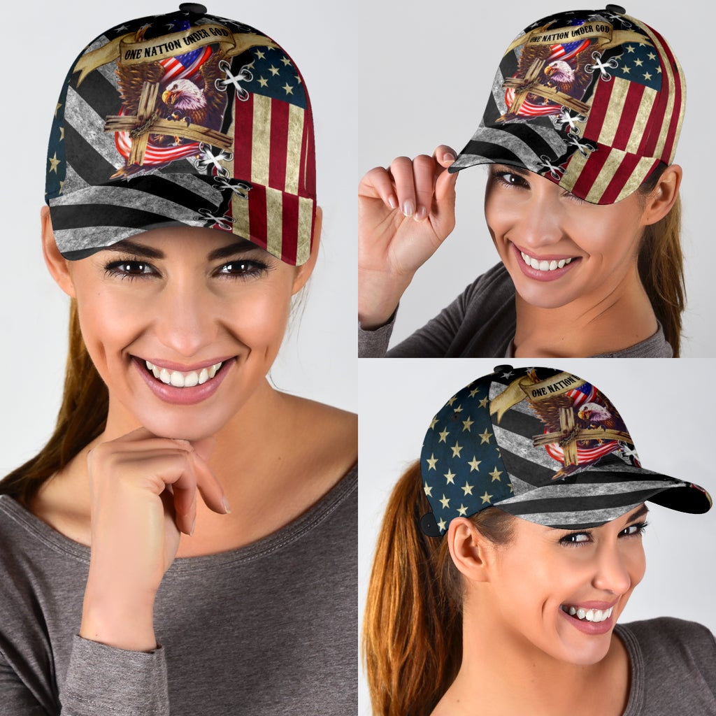 Faith One Nation Under God American Flag Classic Cap For Daily Outfits Festivals And Thoughtful Gift Giving