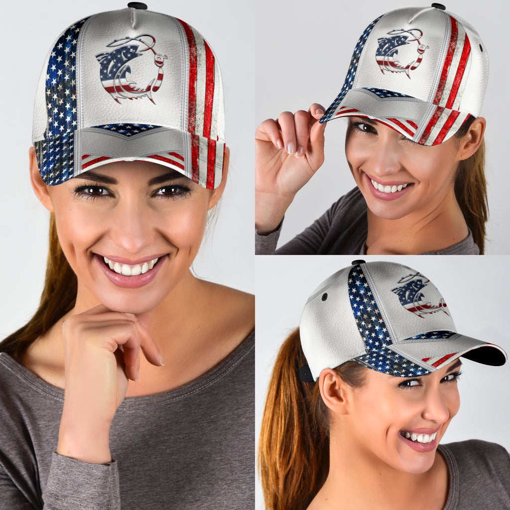 White American Fishing Outdoor Classic Cap For Seasonal Events Outdoor Trips And Everyday Comfort