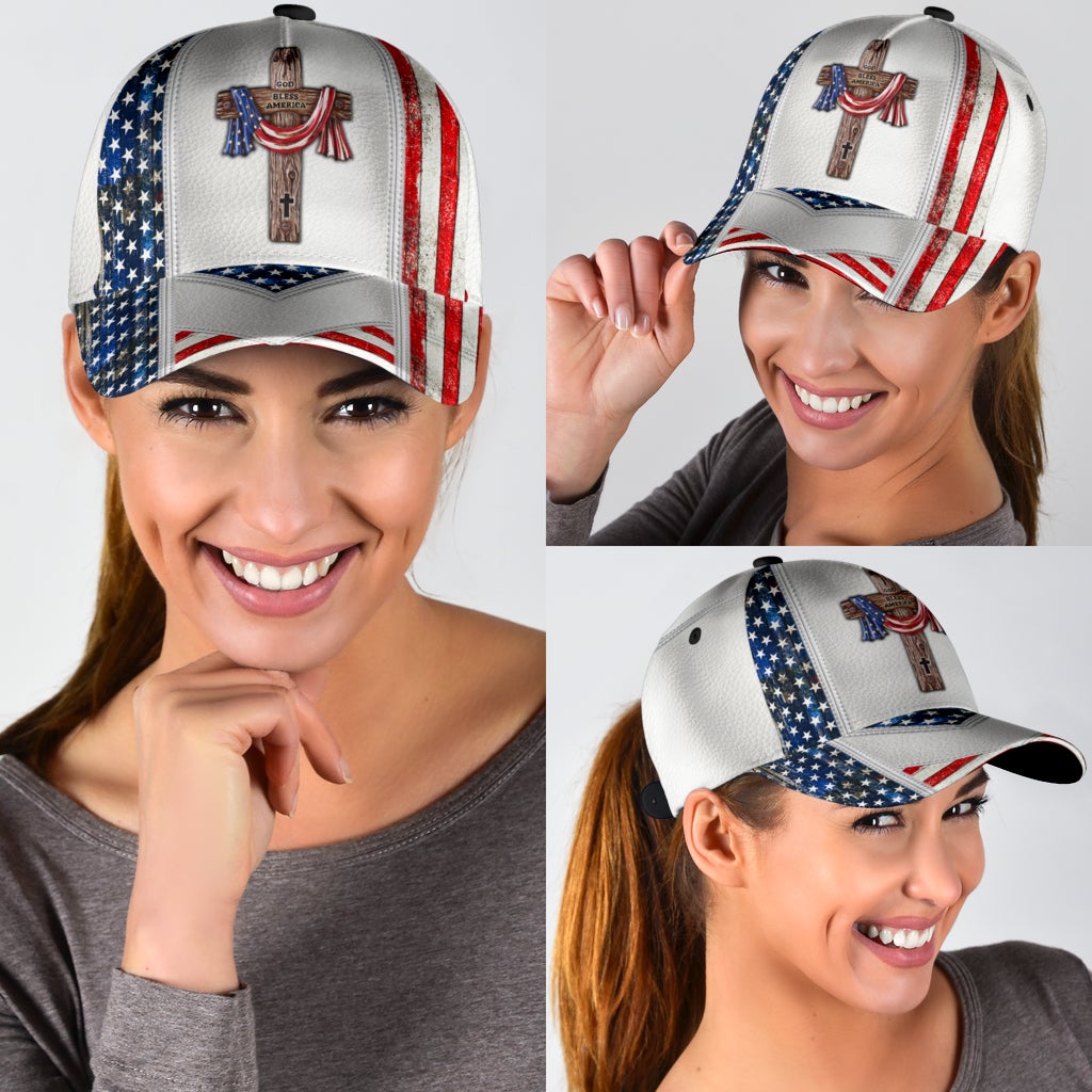 White God Bless America Classic Cap For Casual Styling Holiday Travel And Weekend Adventures