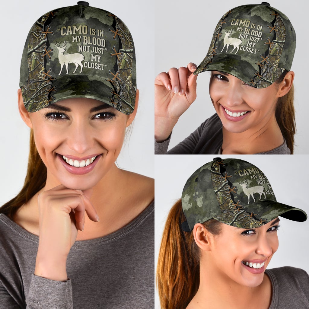 Hunting Camo In My Blood Classic Cap For Vacations Festivals Parties And Everyday Outfits
