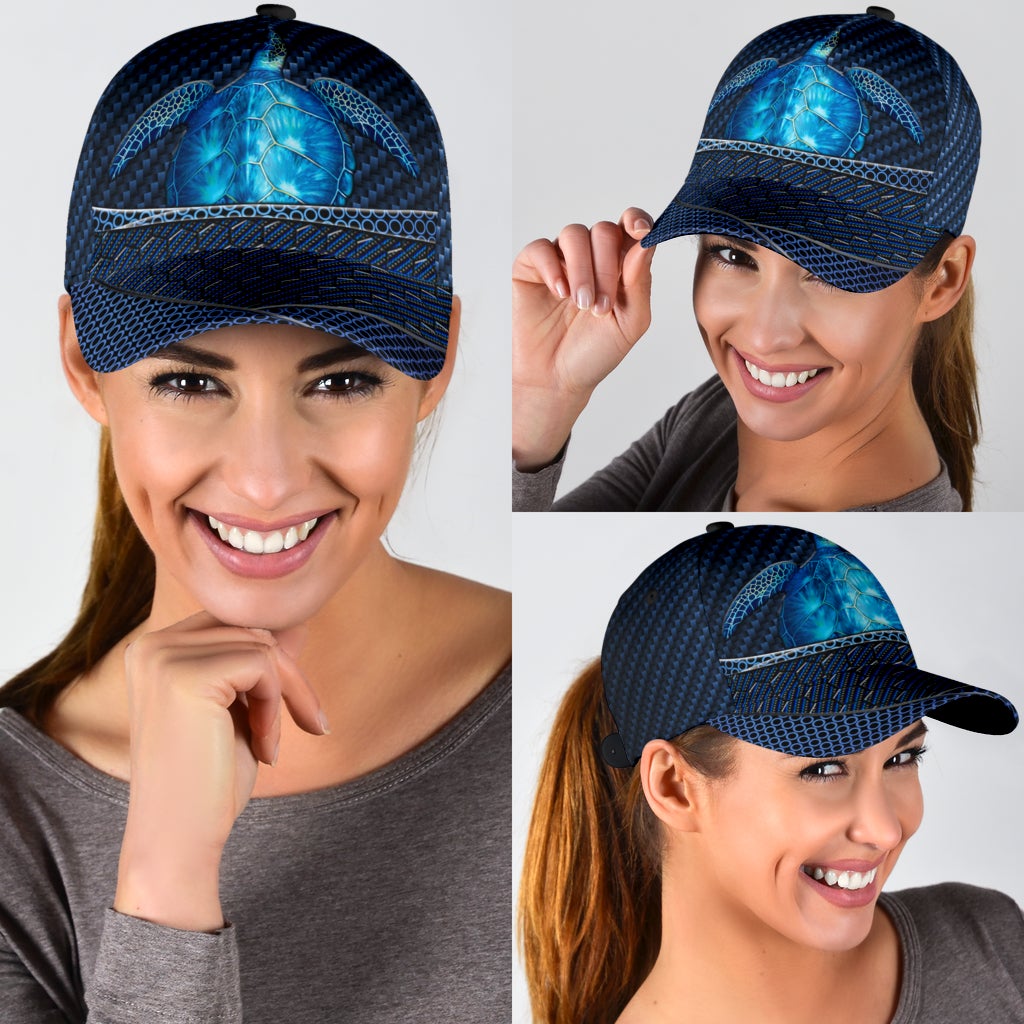 Sea Turtle Carbon Pattern Classic Cap For Comfortable Casual Wear Holidays And Outdoor Trips