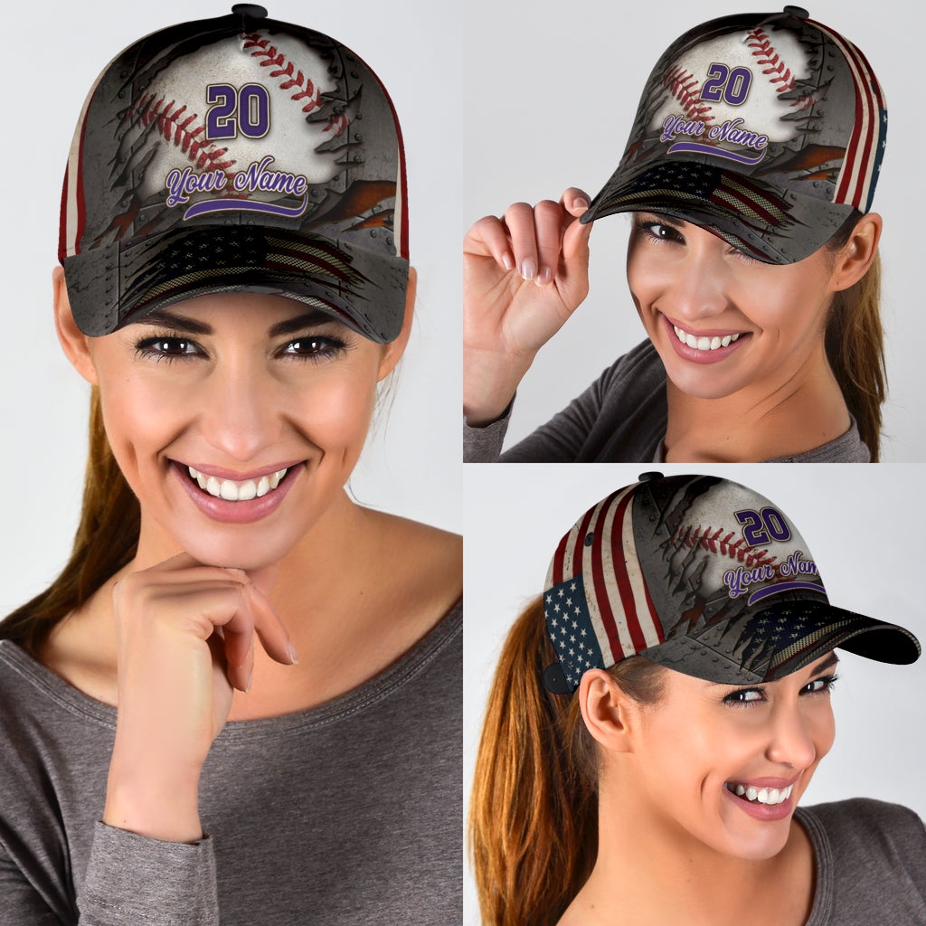 Custom Baseball Crack American Flag Classic Cap For Outdoor Travel Festivals And Relaxed Everyday Wear