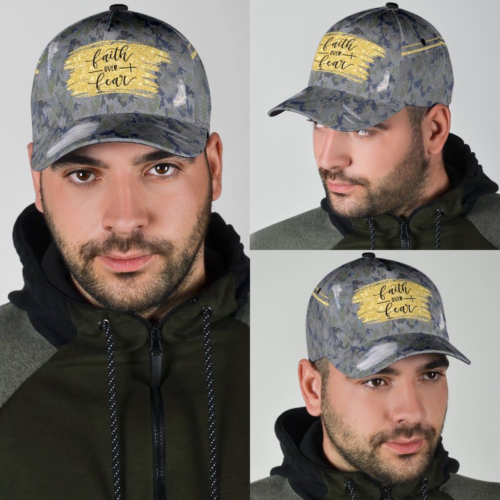 Faith Over Fear Camo Classic Cap For Summer Activities Vacations And Comfortable Daily Wear