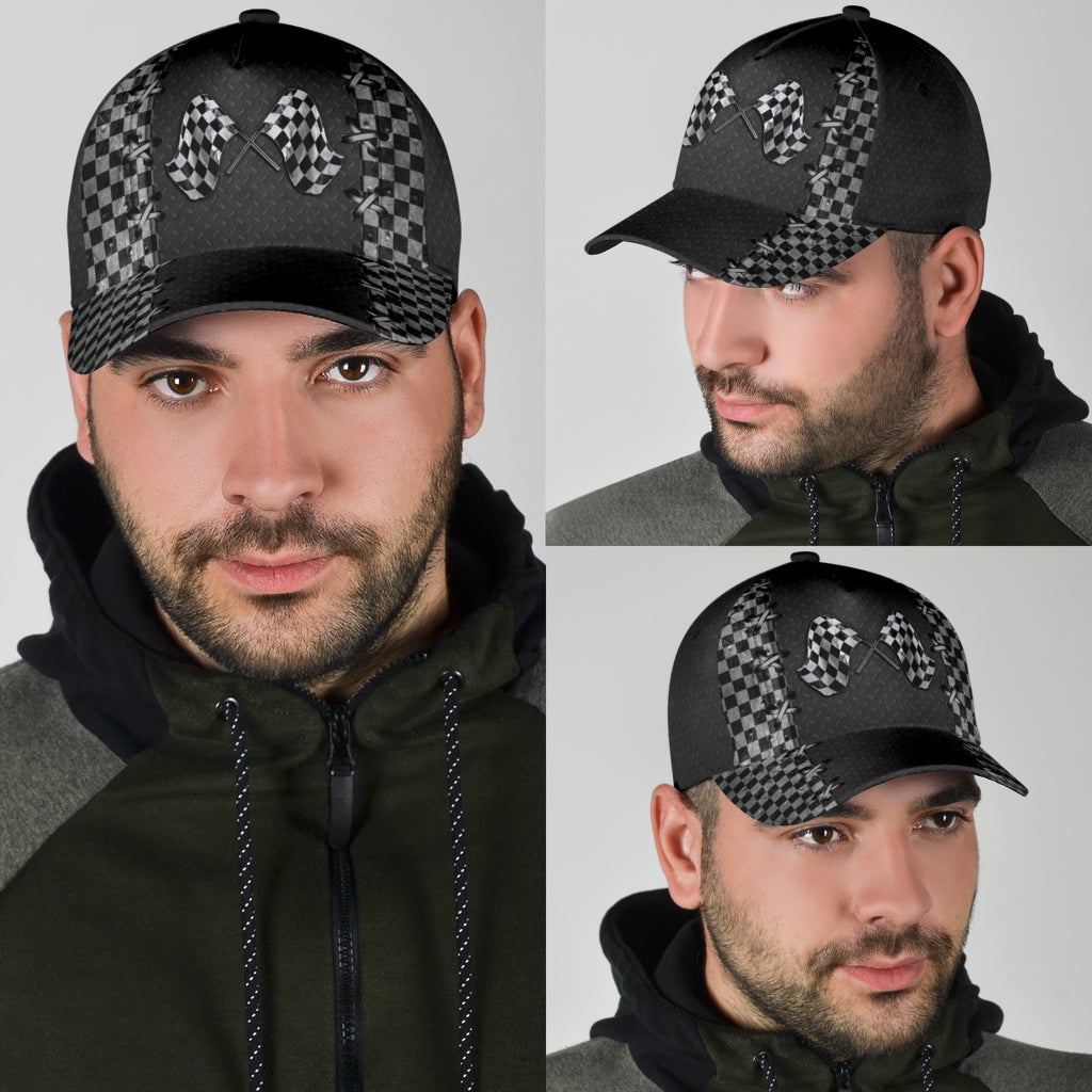 Racing Flag Motorsport Classic Cap For Casual Travel Parties And Comfortable Outdoor Wear