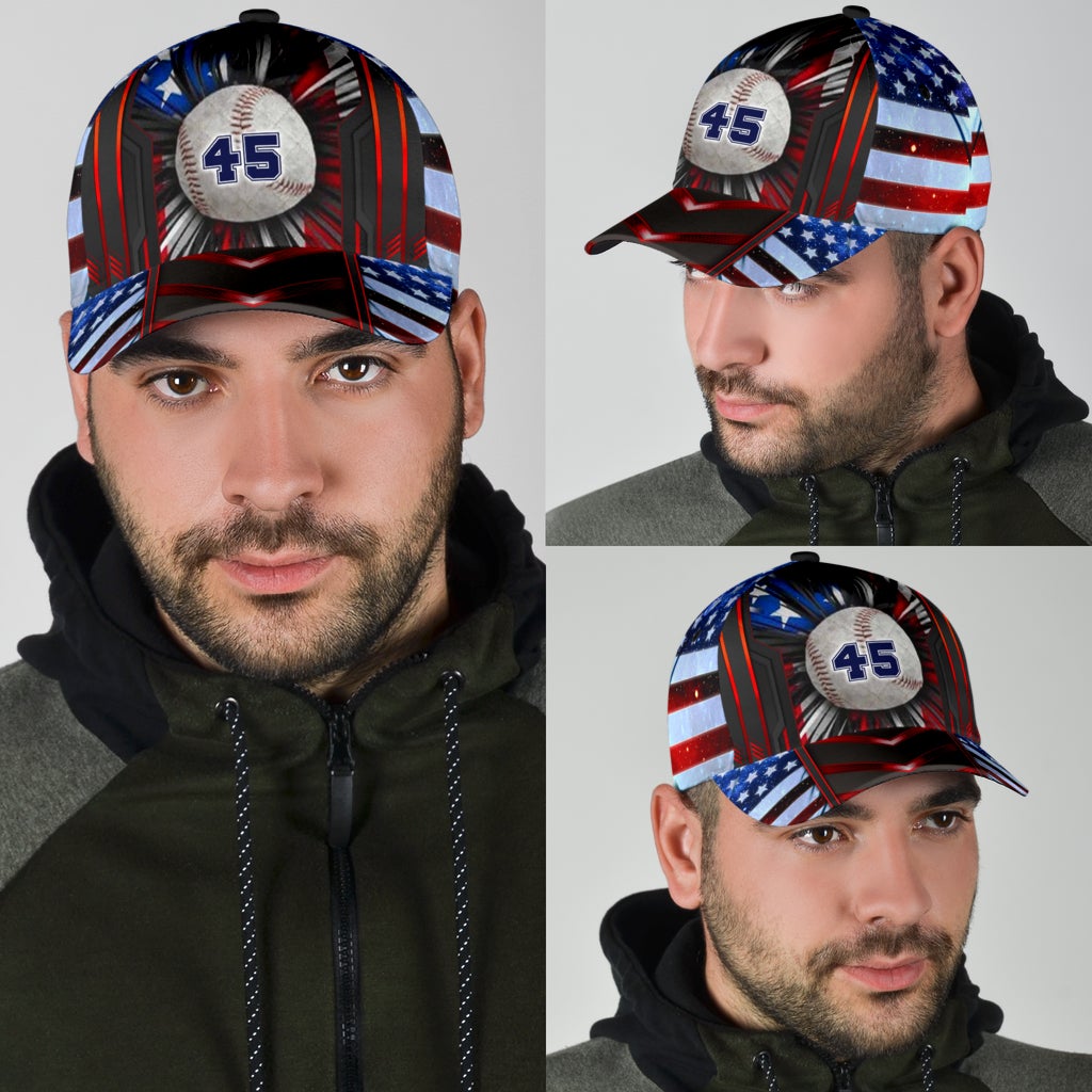 Custom Baseball US Flag Personalized Name Classic Cap For Summer Vacations Parties And Outdoor Events