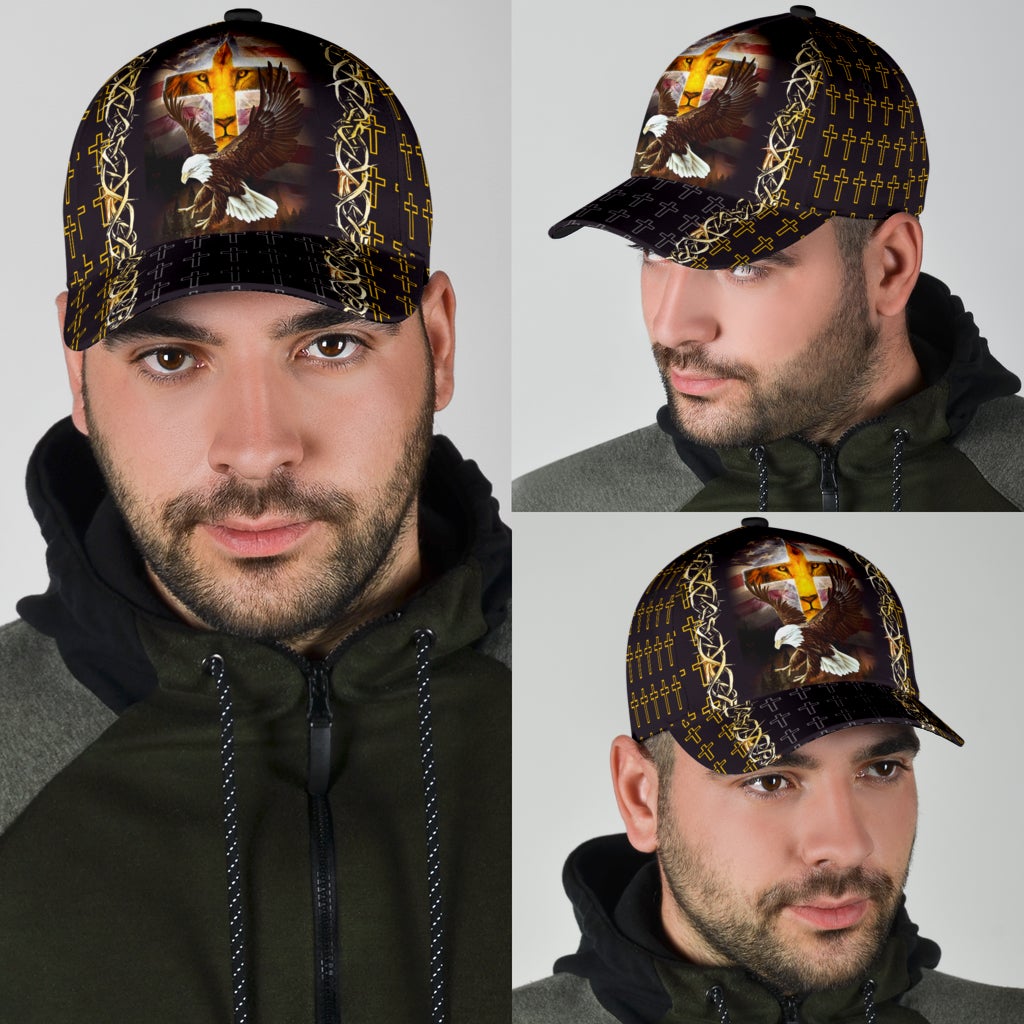 Faith Lion Eagle American Flag Classic Cap For Beach Days Travel And Relaxed Everyday Outfits