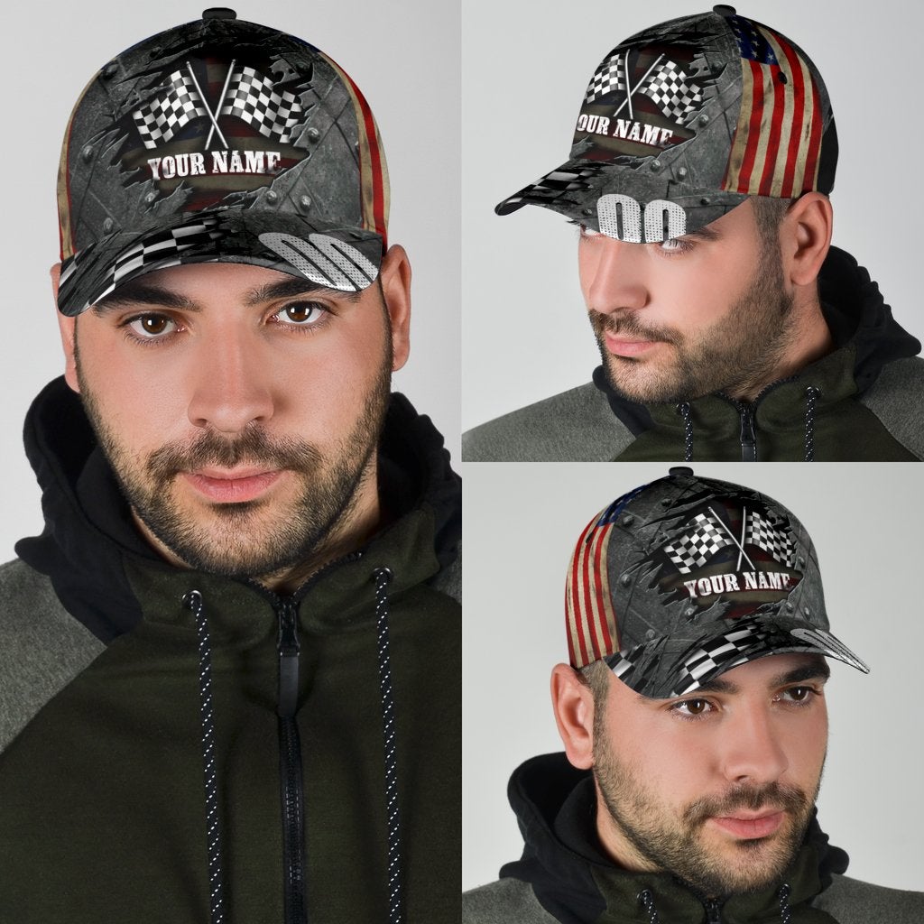 Custom Crack Racing Personalized Name Number Classic Cap For Summer Vacations Parties And Outdoor Events