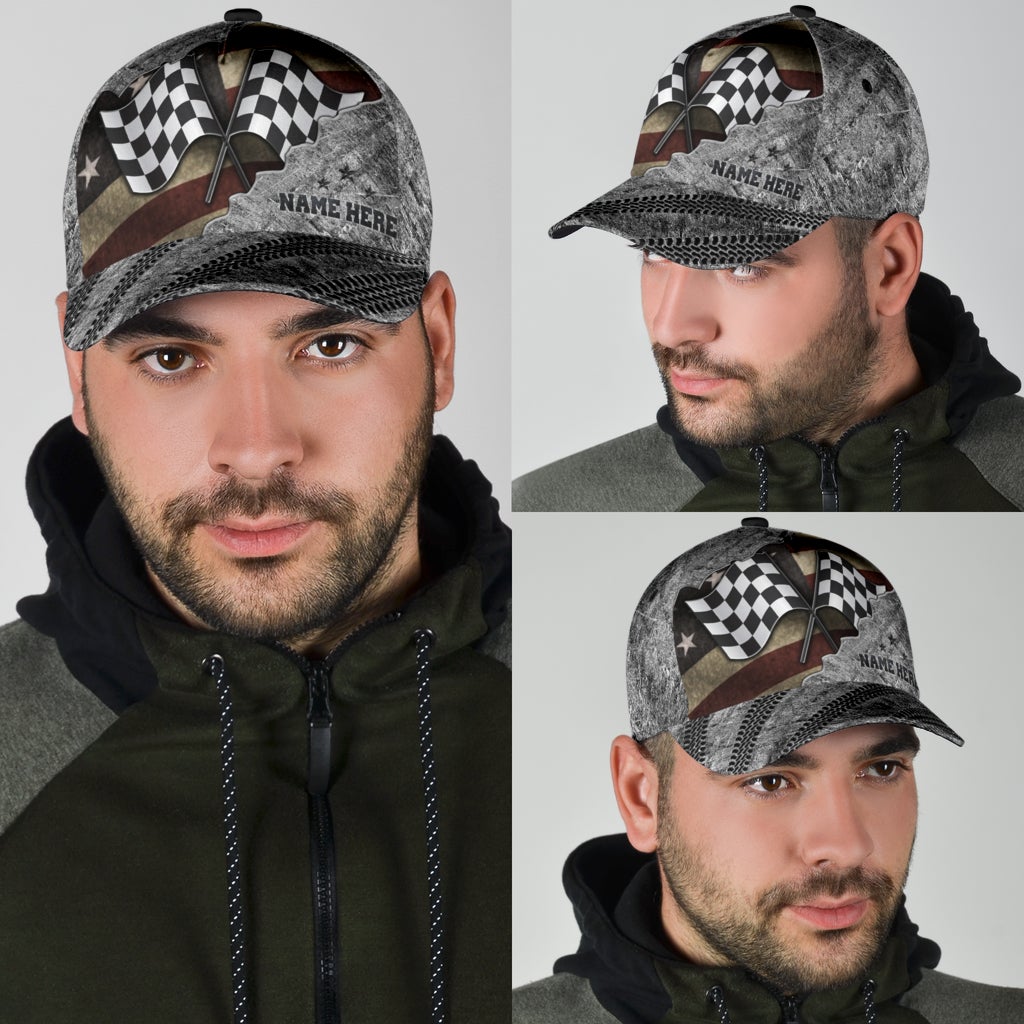 Custom Racing American Flag Vintage Classic Cap For Travel Adventures Weekend Wear And Casual Style