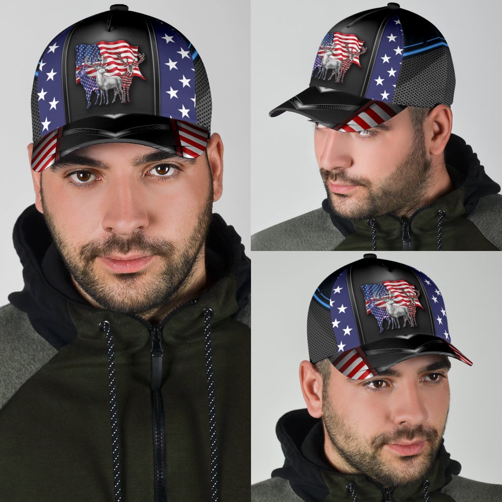 Deer Hunting Proud American Classic Cap For Summer Outings Festivals And Relaxed Daily Wear