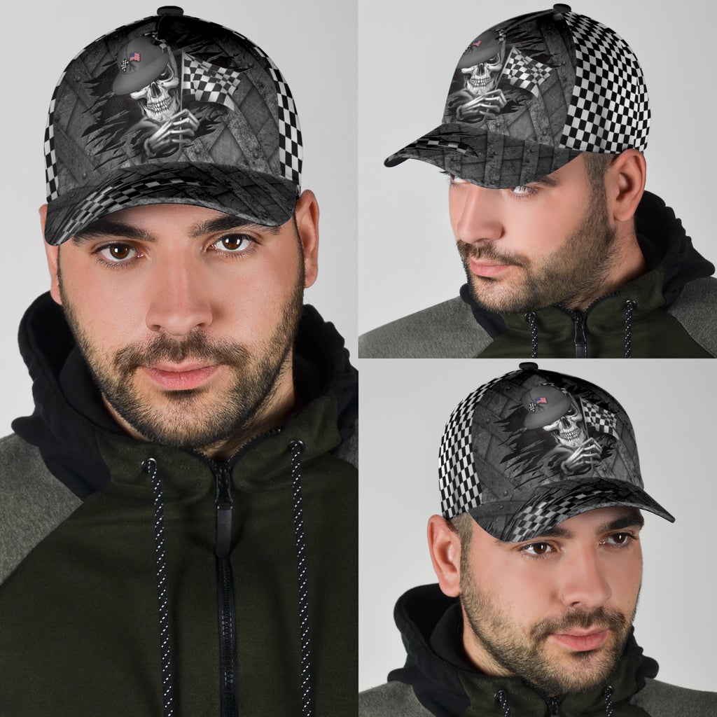 Racing Skull Motorsport Classic Cap For Festivals Holidays And Comfortable Everyday Wear