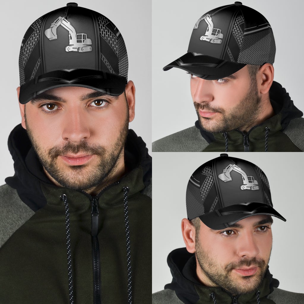 Excavator Job Silver Pattern Classic Cap For Parties Vacations And Relaxed Daily Outfits