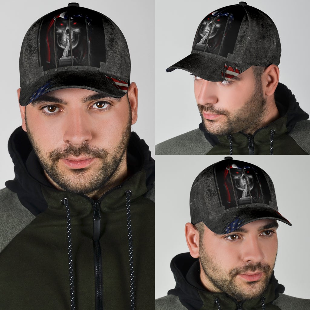 Shhh Silent Skull American Classic Cap For Casual Styling Holiday Travel And Weekend Adventures