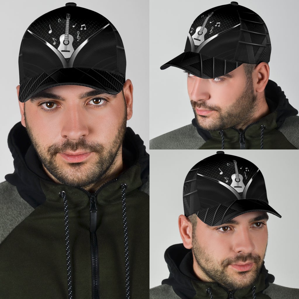 Guitar Carbon Black Music Classic Cap For Relaxed Outfits Outdoor Events And Holiday Trips