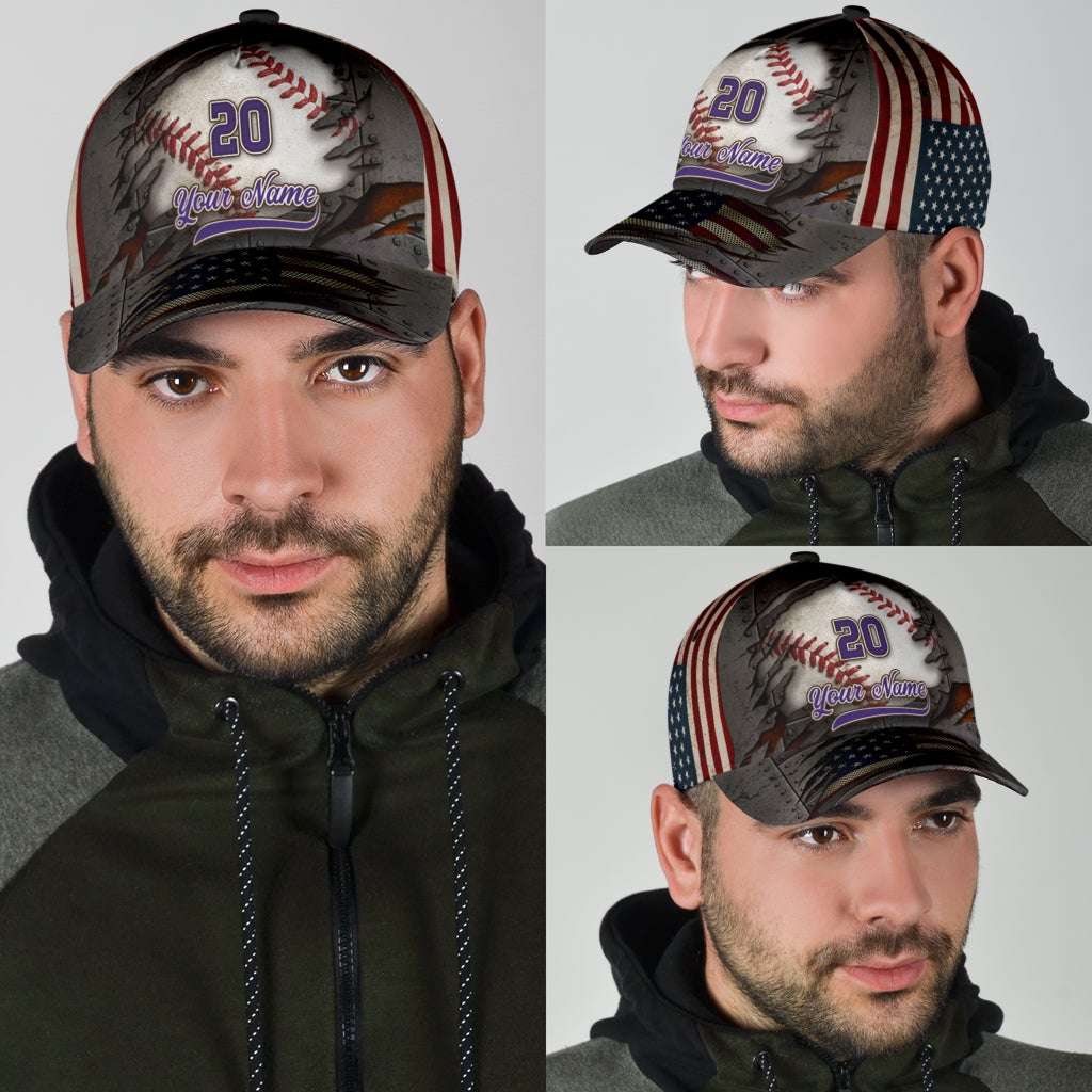 Custom Baseball Crack American Flag Classic Cap For Outdoor Travel Festivals And Relaxed Everyday Wear