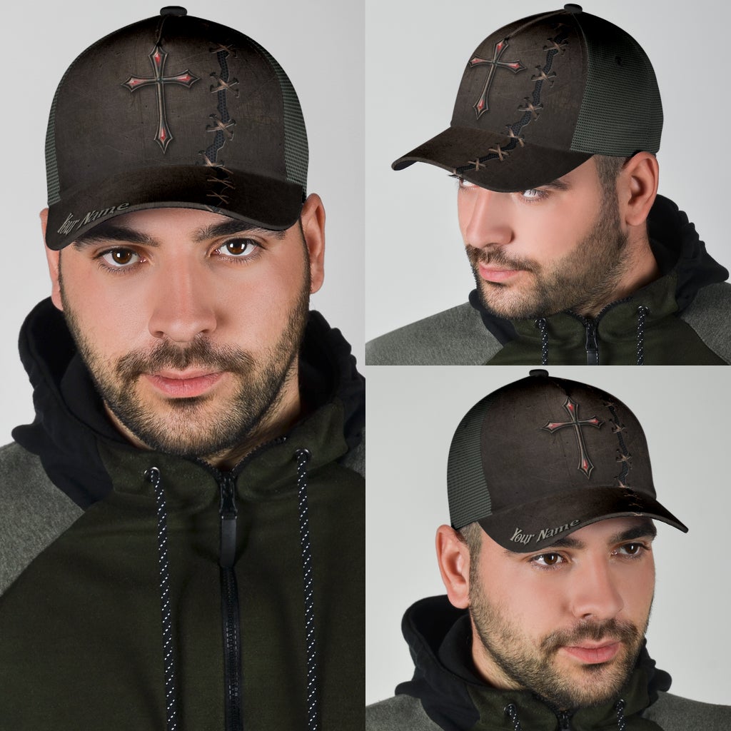 Custom Faith Cross Metal Tear Classic Cap For Parties Vacations And Relaxed Daily Outfits