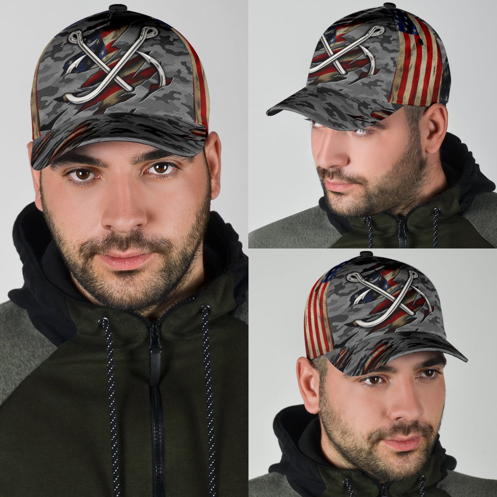 Fishing Camouflage Carbon Grey Classic Cap For Nature Lovers Travel And Casual Daily Styling