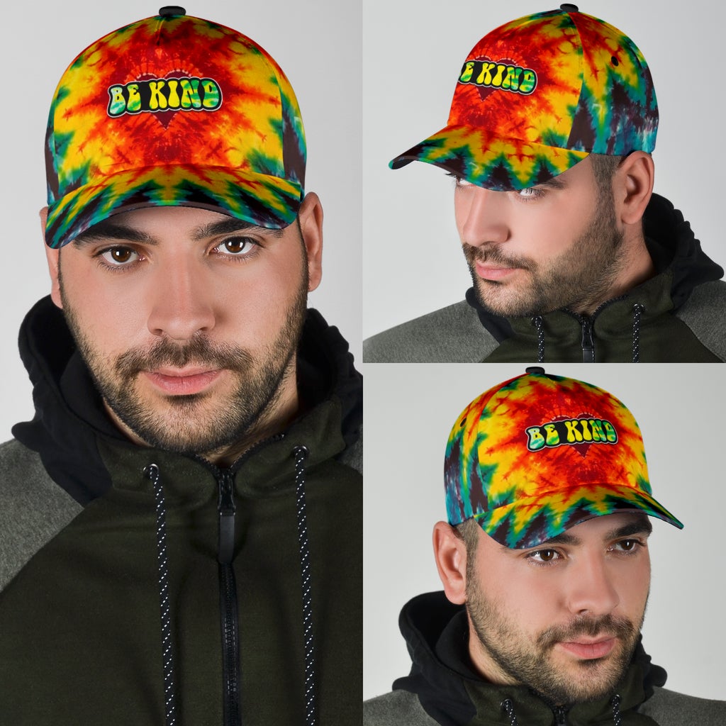 Hippie Be Kind Tie Dye Classic Cap For Beach Outings Holidays And Thoughtful Everyday Style
