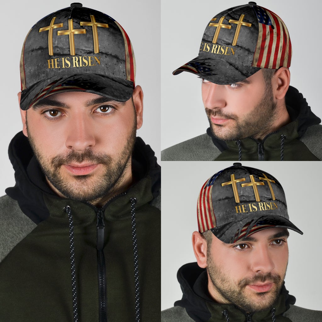 He Is Risen Jesus American Faith Classic Cap For Daily Wear Travel And Outdoor Activities