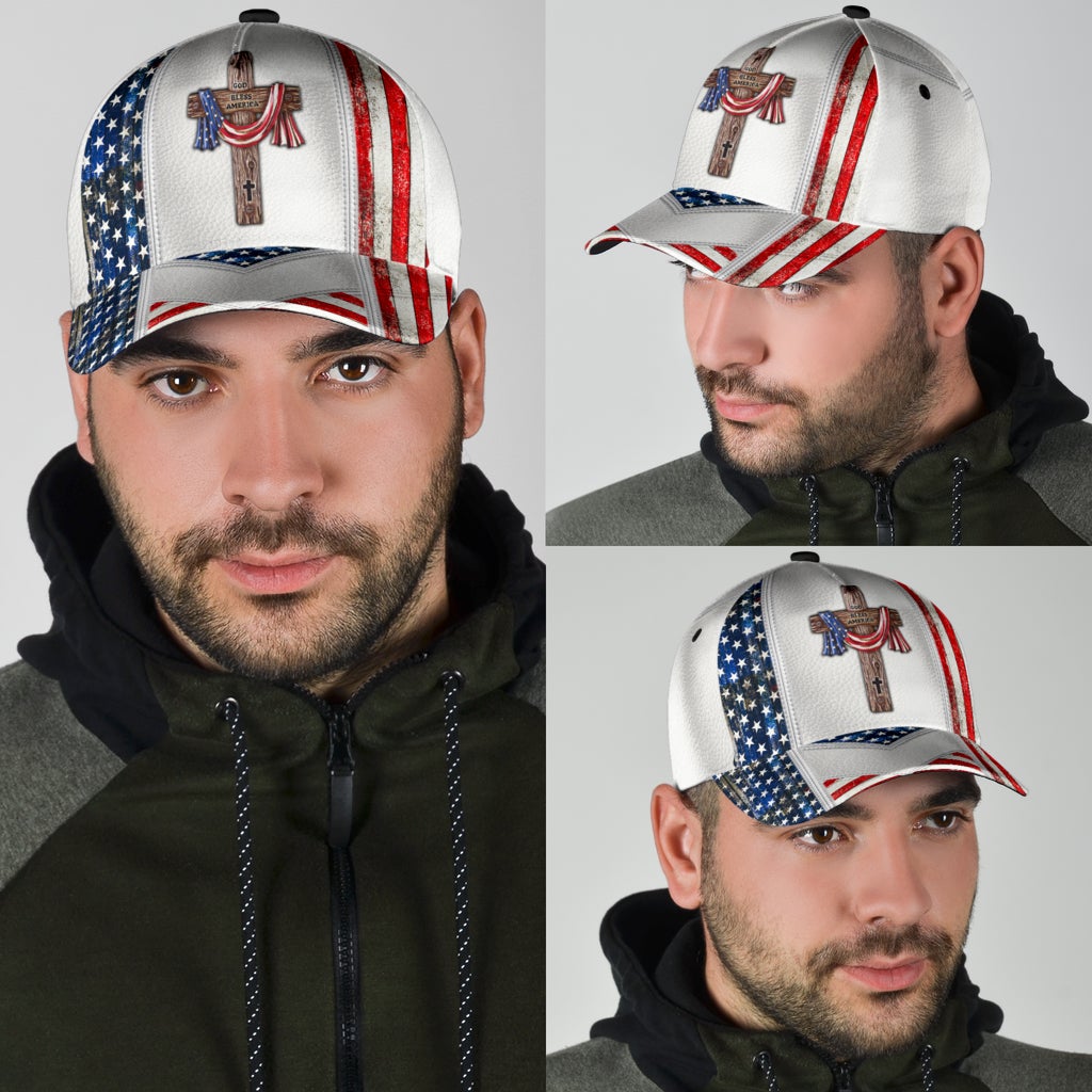 White God Bless America Classic Cap For Casual Styling Holiday Travel And Weekend Adventures