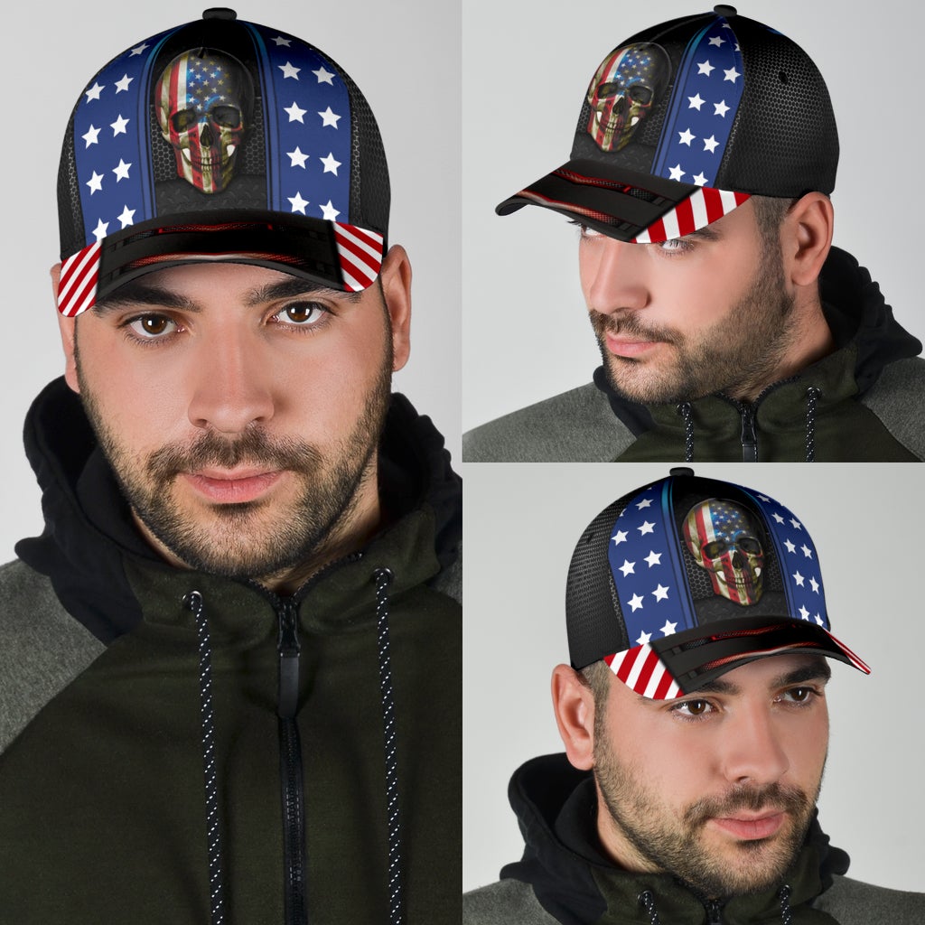 American Skull Carbon Pattern Classic Cap For Everyday Accessories Vacations And Outdoor Fun