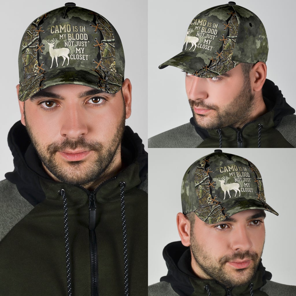 Hunting Camo In My Blood Classic Cap For Vacations Festivals Parties And Everyday Outfits