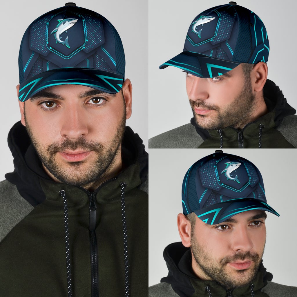 Shark Blue Pattern Ocean Animal Classic Cap For Casual Styling Beach Days And Weekend Adventures