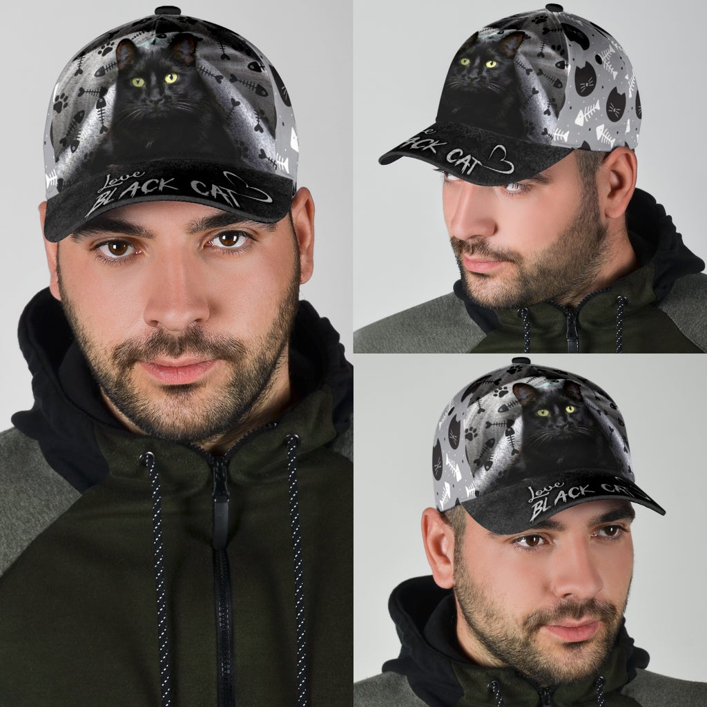 Love Black Cat Pet Lover Classic Cap For Festivals Holidays And Comfortable Everyday Wear