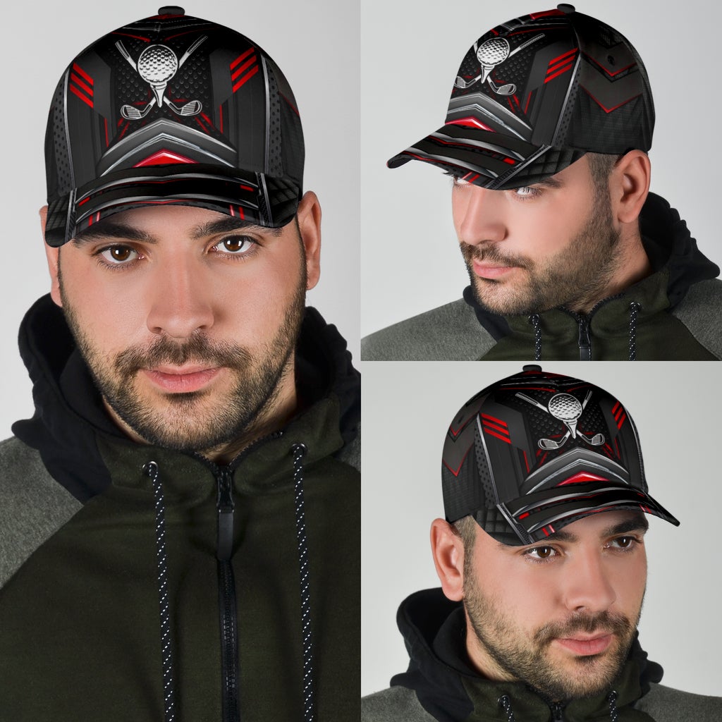 Golf Metal Red Carbon Classic Cap For Seasonal Outings Outdoor Adventures And Daily Wear