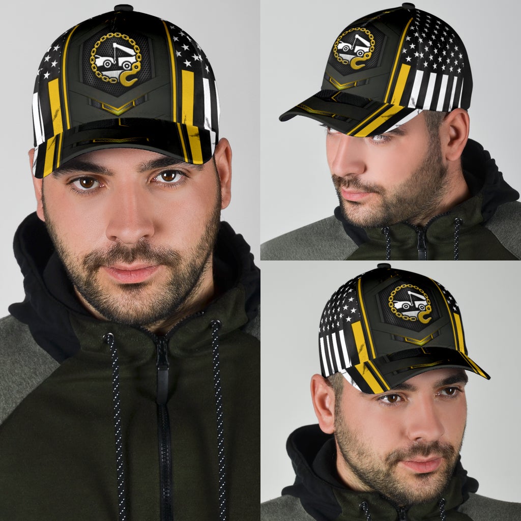 Tow Truck Yellow Flag Carbon American Classic Cap For Vacation Style Outdoor Activities And Daily Comfort