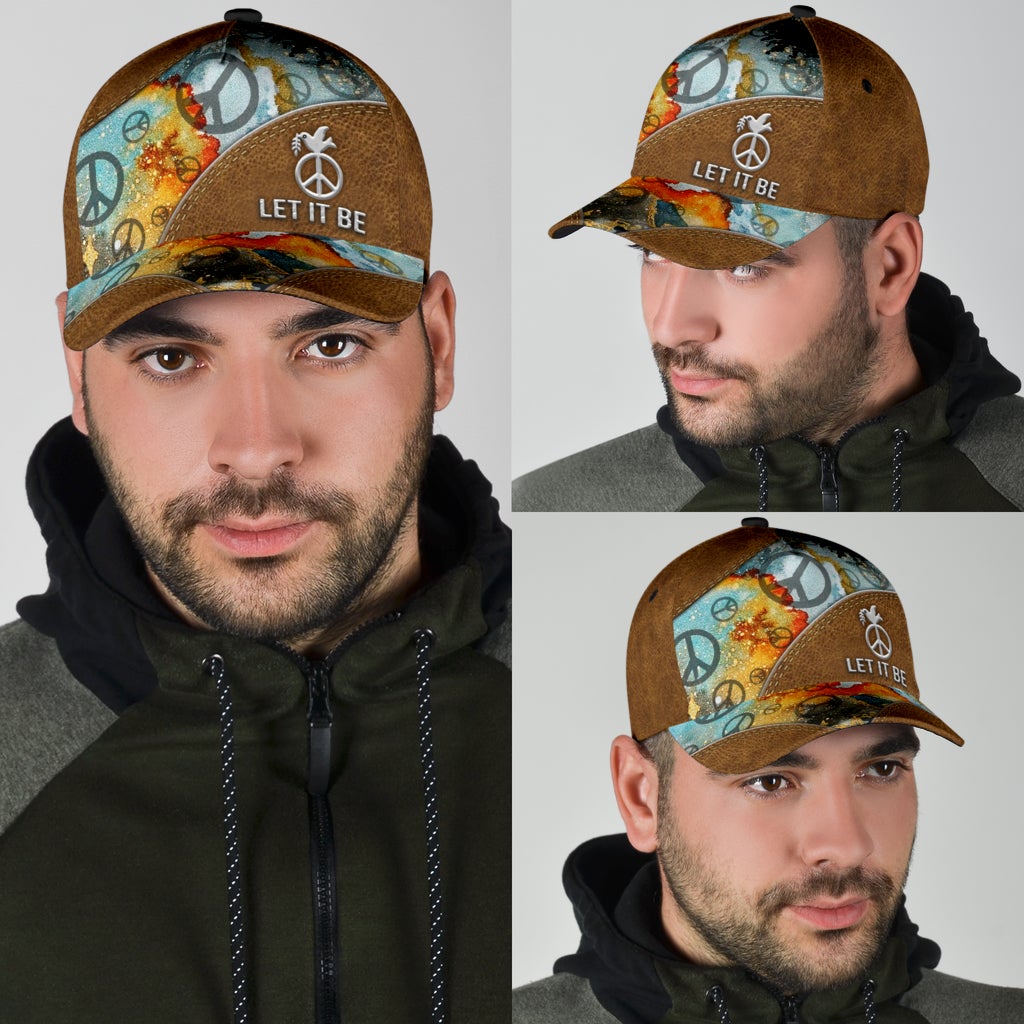 Hippie Let It Be Happy Peace Classic Cap For Everyday Wear Vacations And Seasonal Activities
