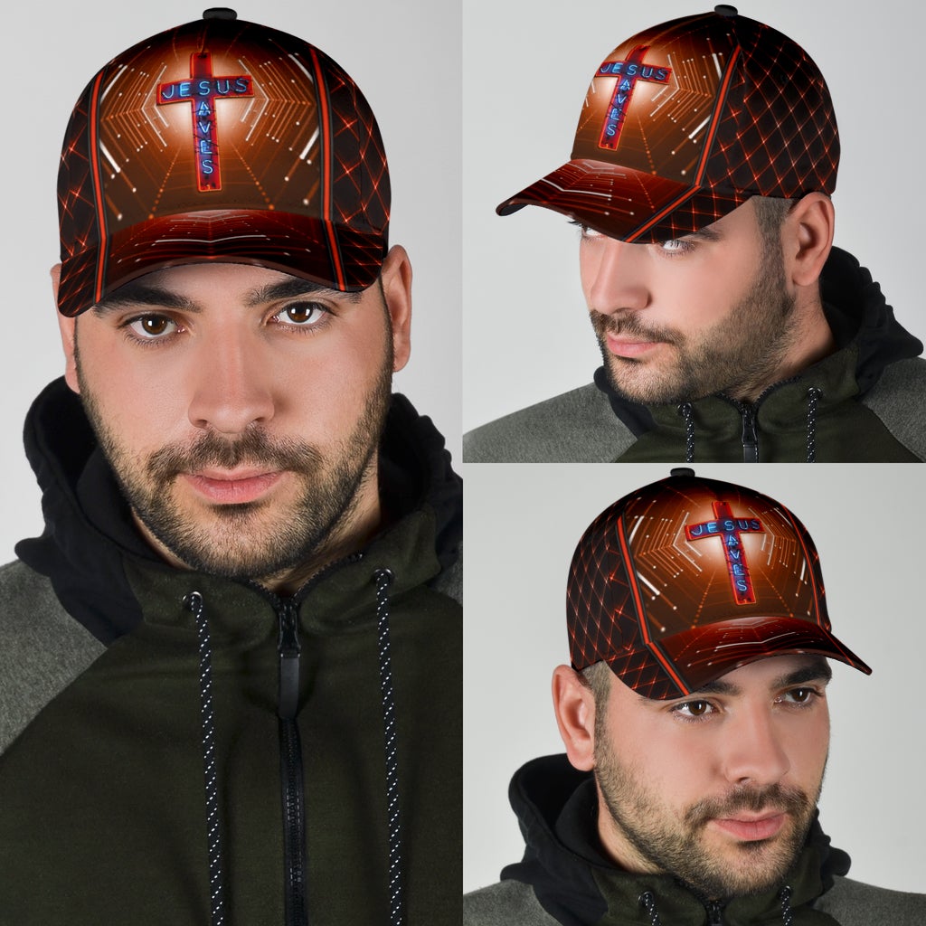 Faith Saves Neon Cross Pattern Classic Cap For Vacation Style Outdoor Activities And Daily Comfort