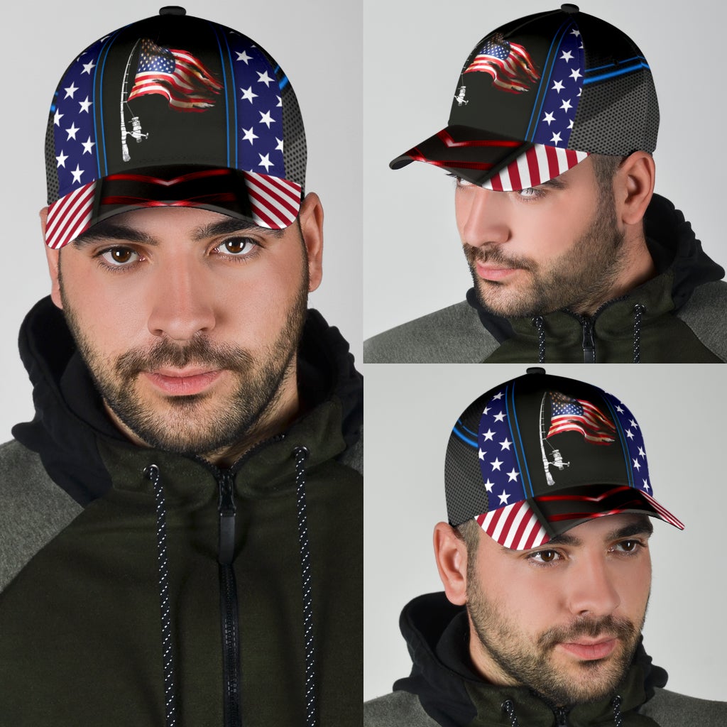 Fishing Proud American Flag Classic Cap For Summer Activities Vacations And Comfortable Daily Wear