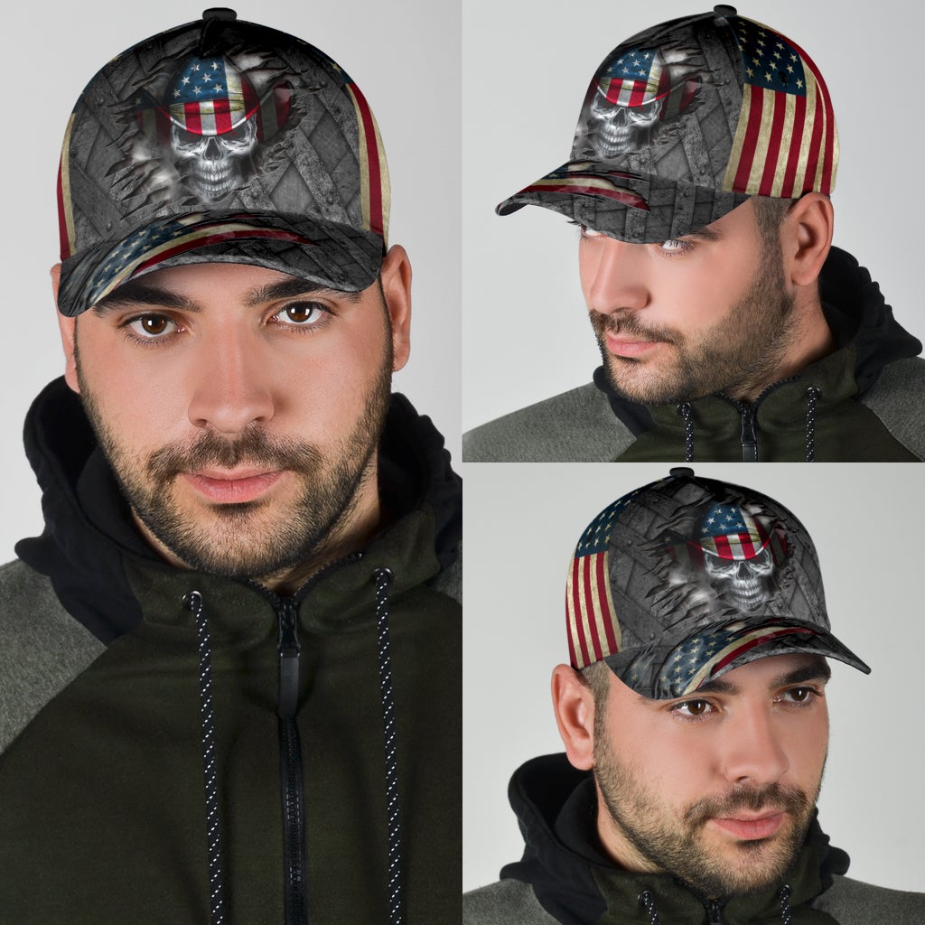 Cowboy Skull American Flag Classic Cap For Beach Outings Holidays And Thoughtful Everyday Style