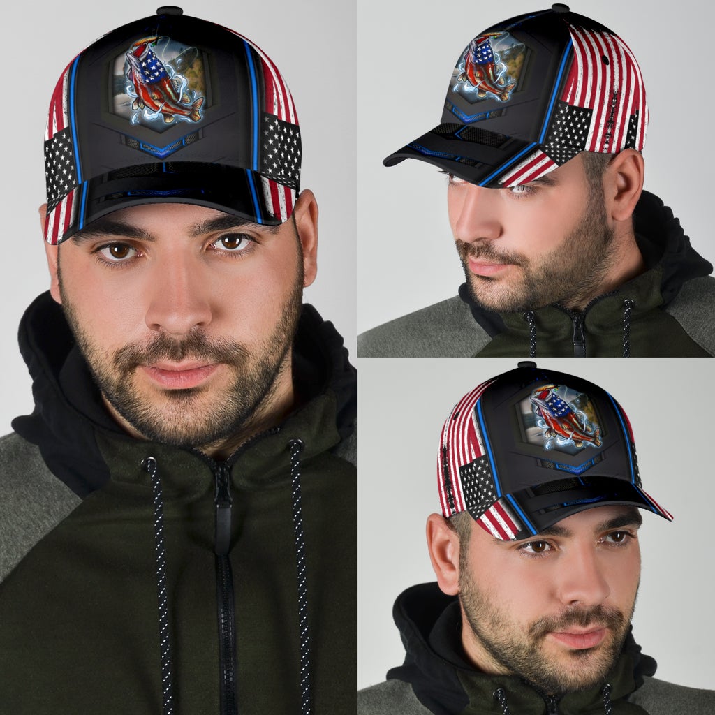 Bass American Fishing Hook Up Classic Cap For Daily Outfits Festivals And Thoughtful Gift Giving